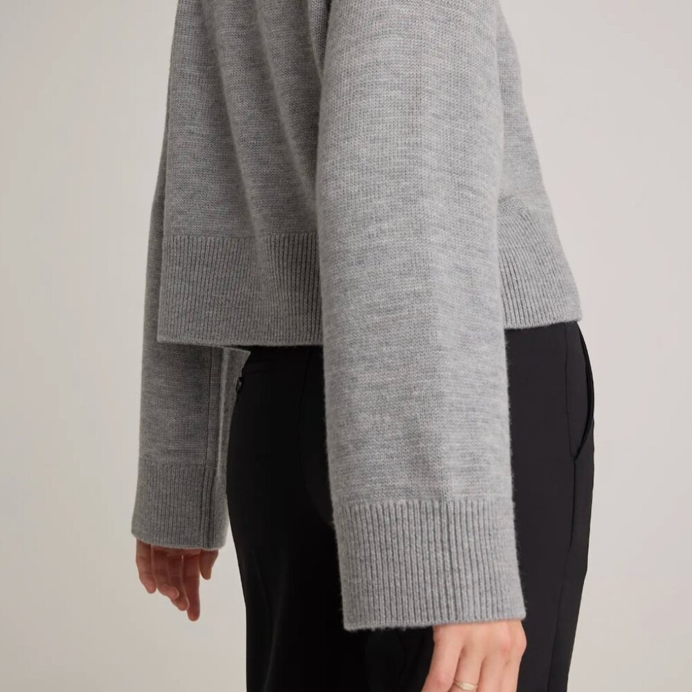 Quince Australian Merino Wool Cropped Mock Neck Sweater - Picture 5 of 6